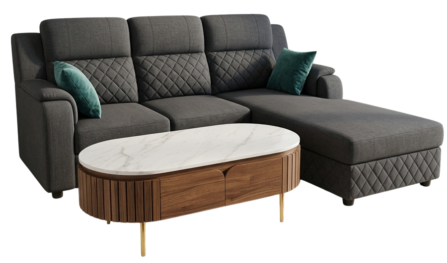 L-shape sofa, charcoal grey, representative photo for Hanuman Furnitures
